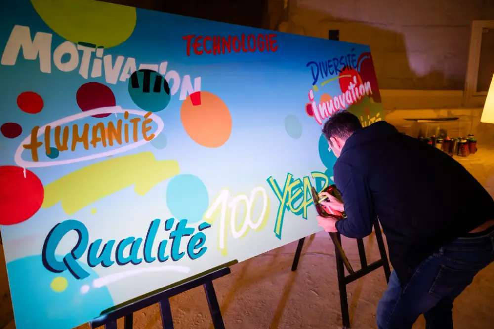 Animation artistique graffiti lors d'une convention d’entreprise à Poitiers