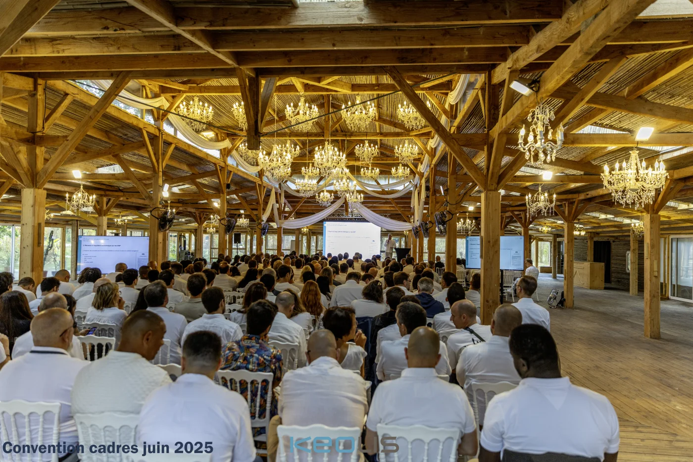 Animation convention Annecy groupe en plénière extérieure face au lac et aux massifs alpins — INNOV'events organisation événements