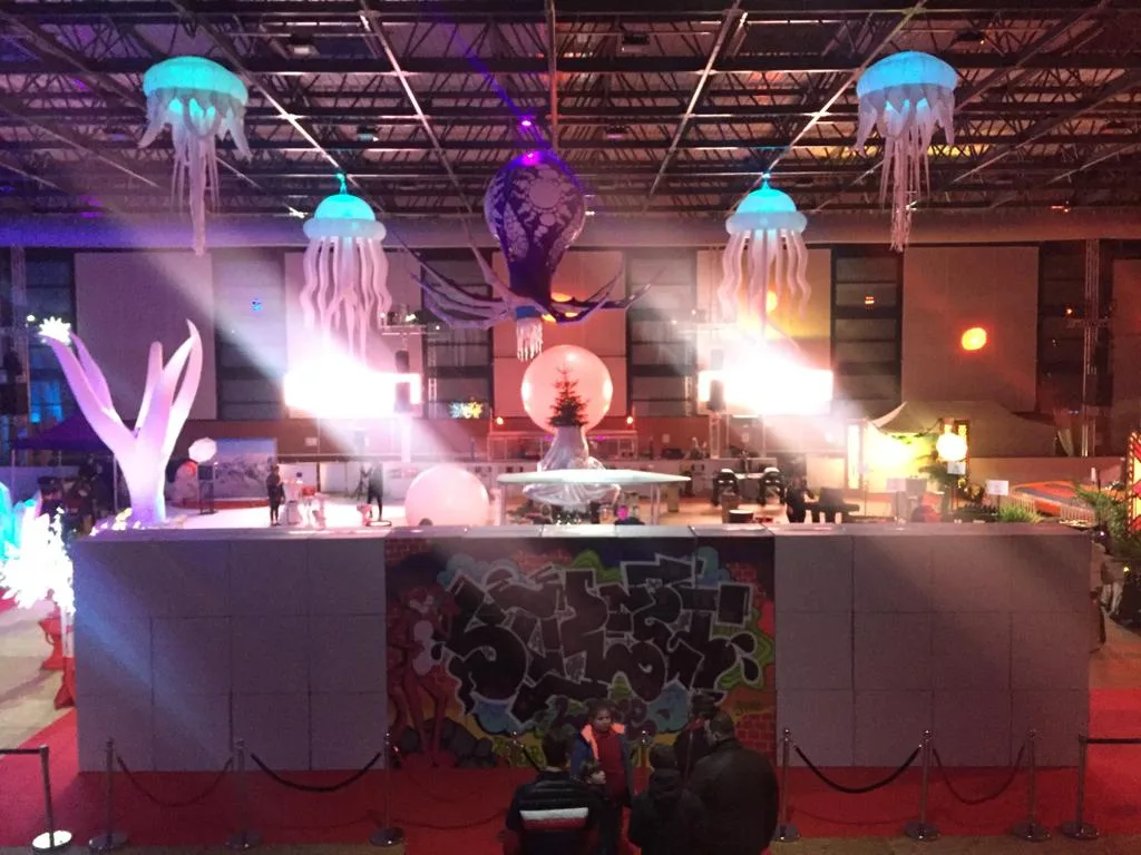 Animation flocage lumineux scénographie événementielle Le Mans soirée hivernale INNOV'events